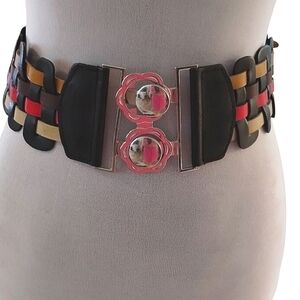 Stylish Black, Red, Tan, Brown & Cream Colored Woven & Elastic Women's Belt